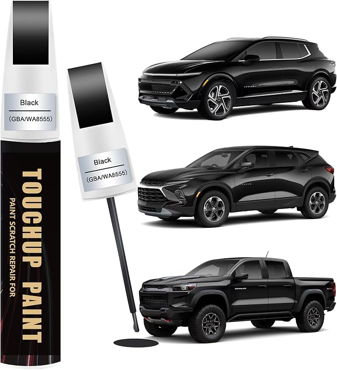 Black(GBA/WA8555) Car Paint Touch Up Pen Compatible with Chevy, 2-In-1 Color Accurate Touch Up Car Scratch Repair Paint Match Chevy Series Premium Automotive Scratch Remover for Nicks & Chips Repair