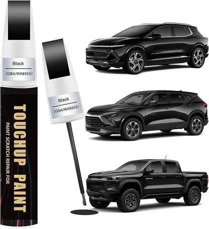 Black(GBA/WA8555) Car Paint Touch Up Pen Compatible with Chevy, 2-In-1 Color Accurate Touch Up Car Scratch Repair Paint Match Chevy Series Premium Automotive Scratch Remover for Nicks & Chips Repair