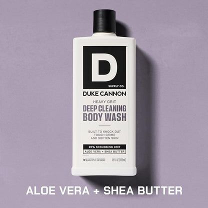 Duke Cannon Heavy Grit Body Wash - Deep Cleaning, 18oz | Industrial Strength Formula for Men, Refreshing Scent, Tough on Dirt & Sweat, Clean Skin & Invigorating Cleanse