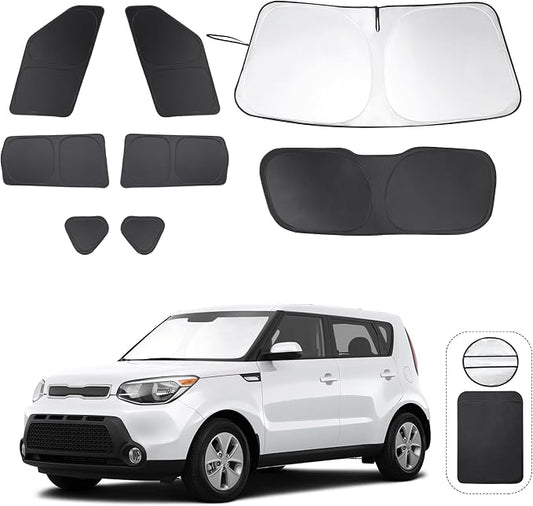 TINGLU Window Shades for Kia Soul 2014-2019 8PCS Accessorie Car Side Full Windows Rear Triangular Windshield Sun Shade Sun UV Rays & Privacy Protection for Camping,Napping,and Relaxing