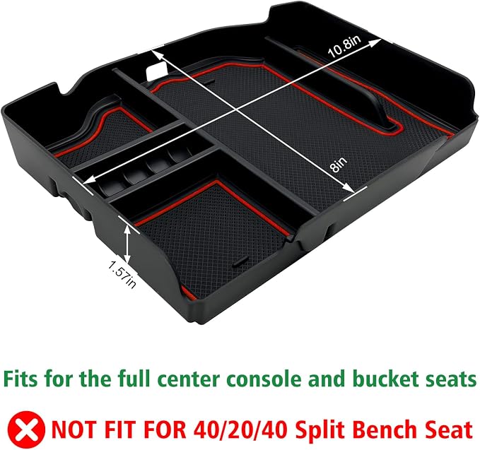 Center Console Organizer fit for Dodge RAM 1500 2500 3500 2025 2024 2023 2022 2021 2020 2019 Accessories Interior Storage Box Armrest Storage Tray (Red) NOT FIT for 40/20/40 Split Bench Seat