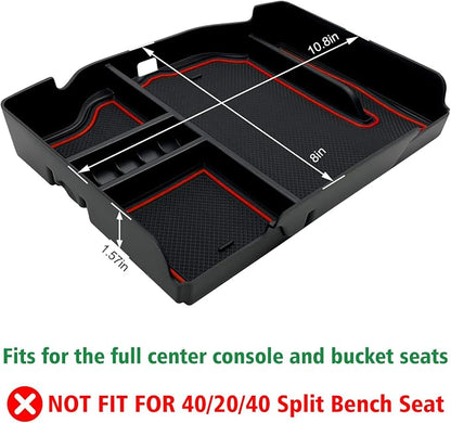 Center Console Organizer fit for Dodge RAM 1500 2500 3500 2025 2024 2023 2022 2021 2020 2019 Accessories Interior Storage Box Armrest Storage Tray (Red) NOT FIT for 40/20/40 Split Bench Seat