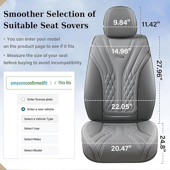 Coverado Car Seat Covers, Car Seat Covers Front Seats, 2-Pack Front Seat Cover, Nappa Leather Waterproof Seat Covers, Car Seat Protectors, Automotive Seat Covers Universal Fit for Most Vehicles