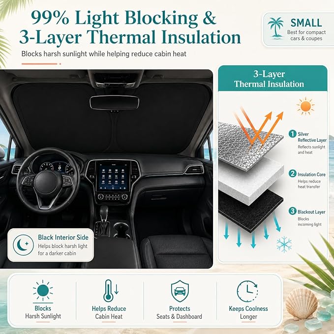 Audi Q3 Q4 Q5 Windshield Sun Shade, Custom Fit Foldable Front Window Sunshade Protector, Blocks UV Rays and Reduces Heat, Fits 2019–2026 Models