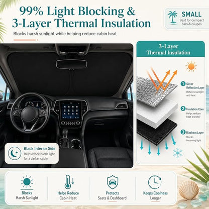 Windshield Sun Shade for Chevy Silverado 1500 2019-2026, Silverado 2500HD 3500HD 2020-2026 Accessories, Custom Fit Foldable Front Window Sunshade Visor, UV Heat Protection Interior Cover.