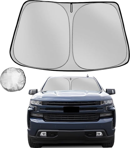 Windshield Sun Shade for 2019-2025 Che-vrolet/Chevy Silverado 1500 Regular Cab, Crew Cab, Double Cab 2Dr 4Dr Sunshade for Car Front Window Automotive Interior Protector Custom Fit Accessories