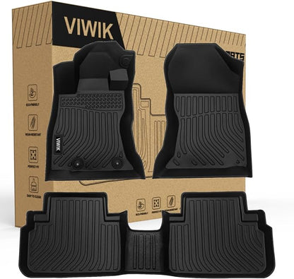 VIWIK Floor Mats Fit for Subaru Forester 2019-2024, Car Mats All Weather Protection Custom Full Set Floor Liners Include 1st and 2nd Row Front & Rear, Automotive Floor Mats TPE Black