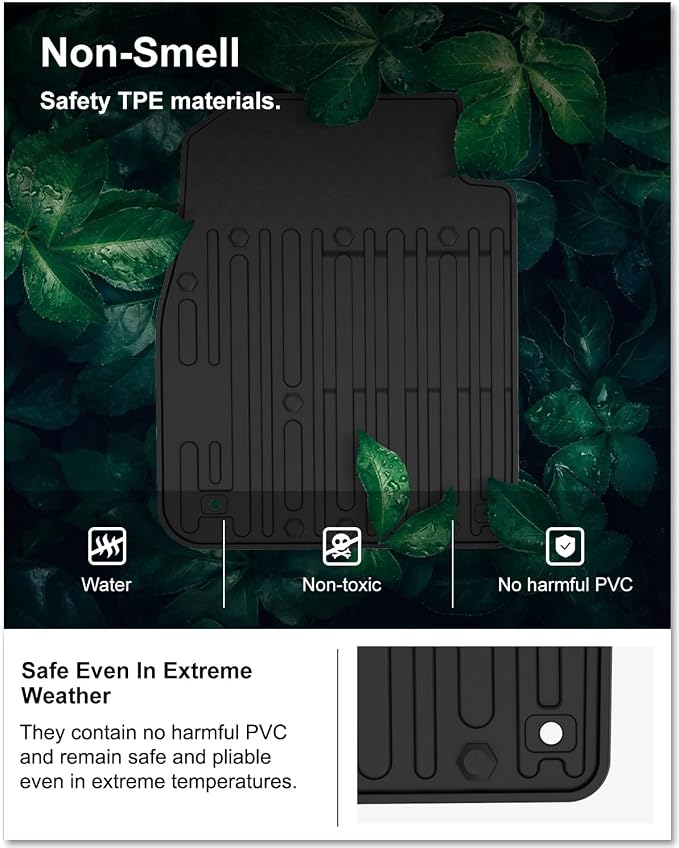 KIWI MASTER Floor Mats for 2009-2018 Dodge Ram 1500 Quad Cab, 2019-2024 Ram 1500 Classic Quad Cab, Custom Fit All Weather Car Mats, Heavy Duty TPE Floor Liners, Front & Rear 2 Row, Black