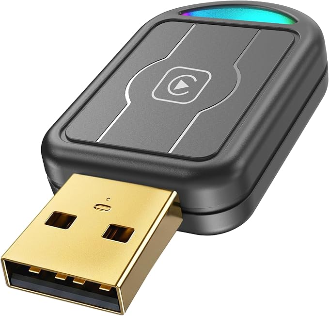 Wireless CarPlay Adapter for Apple iPhone - Convert Wired to Wireless Car Play, Mini & Gold-Plated Connector, A8 Chip, Quick Auto Connect, USB A/C Plug and Play, for iPhone iOS 10+ & Cars from 2016+