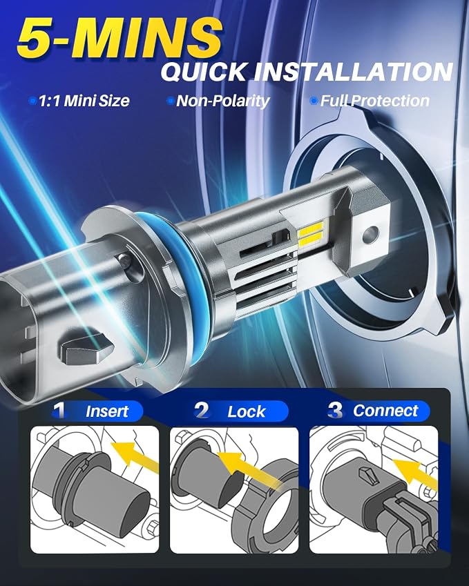AUTOONE 9007 LED Bulbs, Ultra-Bright HB5 Lights, 3 Min Quick Install Wireless Direct Fit, No Flicker, 99% Compatibility, Pack of 2