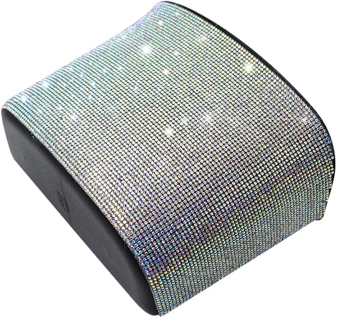 Bling Crystal Car Trash Can Auto Hanging Car Trash Can Sparkling Storage Holder Litter Container for Vehicle Office Home (AB Rhinestone)