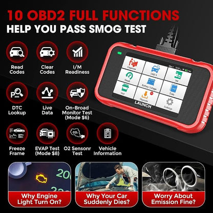 LAUNCH CRP129E 2026 OBD2 Scanner, 8 Reset Oil/EPB/TPMS/SAS/BMS/Throttle/DPF Reset, Injector Coding, ABS SRS Transmission Engine Code Reader, Lifetime Free Update Diagnostic Scan Tool, Auto VIN