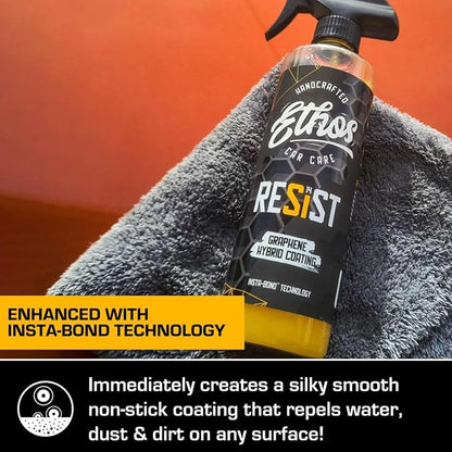 Ethos RESIST Graphene Spray Coating for Cars – Graphene Ceramic Coating Spray, Extreme Hydrophobic Protection, Gloss Enhancement, Ceramic Coating for Cars (16oz (2 Pack))