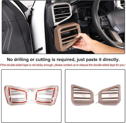 Aunginsy Car Center Console Side Air Conditioning Outlet Trim Cover Compatible with Toyota Tundra/Sequoia 2022-2025 2026, Dashboard Side A/C Wind Vent Panel Decorative Frame Protector ABS Accessories