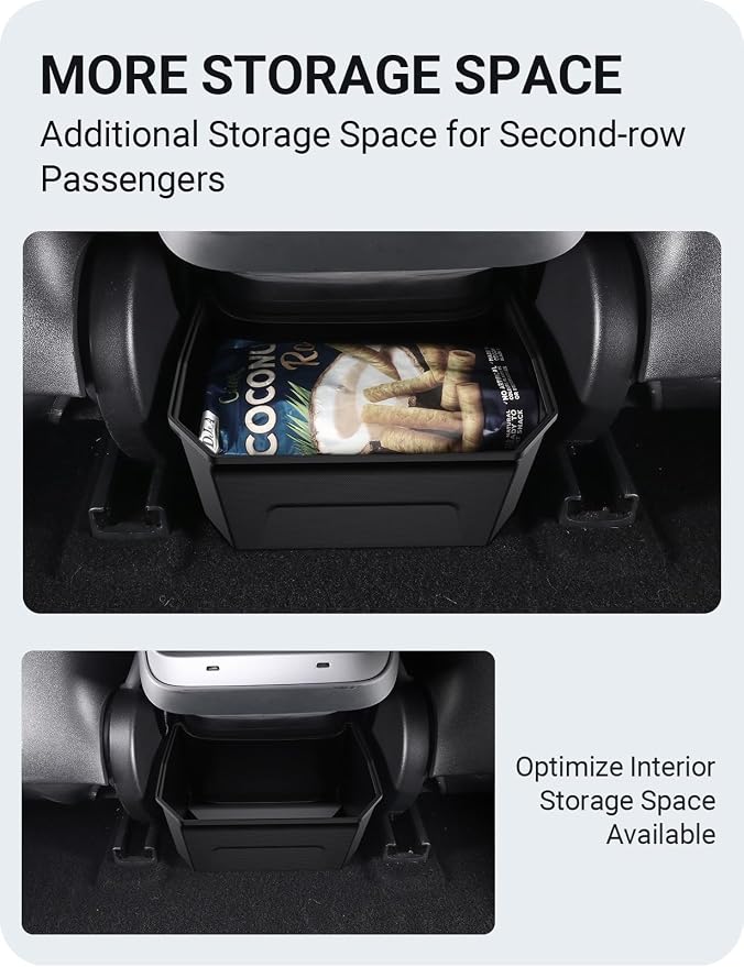 BASENOR 2017-2023 Tesla Model 3 Trash Can, Rear Center Console Organizer Tray, Backseat Storage Box with Lid Cover for Model 3 Interior Accessories(Not Fit 2024-2026 Model 3)