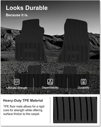KIWI MASTER Floor Mats for 2011-2023 Dodge Challenger RWD, OEM Replacement 82212545, Custom Fit All Weather Car Mats, Heavy Duty TPE Floor Liners, Front & Rear 2 Row, Black