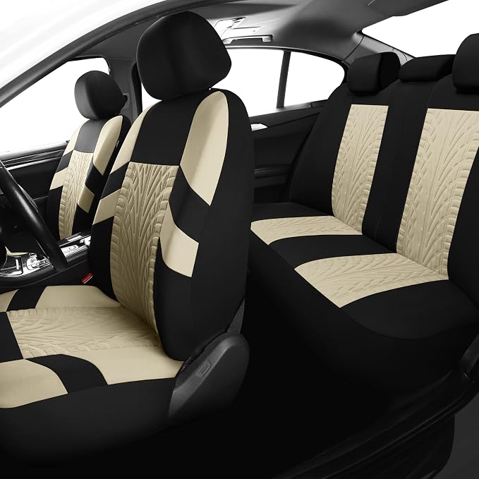 VarCozy Car Seat Covers Full Set, Front & Split Rear Bench for Car, Universal Cloth SUV, Sedan, Van, Automotive Interior Covers, Airbag Compatible