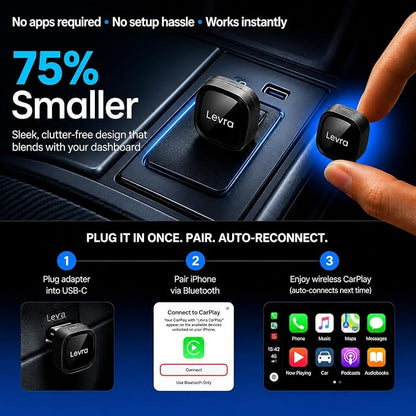 Wireless CarPlay Adapter 2026 for iPhone, Smart Auto-Connect Detects Closest iPhone for Couples & Families, 5GHz Dual-Band, Bluetooth 5.3, USB-A & USB-C, Aluminum, Cars 2016+ iOS 10+, 2-Yr US Warranty
