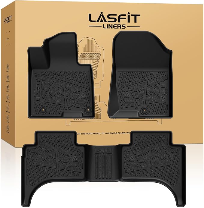LASFIT Floor Mats for Hyundai Santa Cruz 2026 2025 2024 2023 2022, Custom Fit TPE All Weather Floor Liners 1st & 2nd Row Car Mats Accessories for Hyundai Santa Cruz 2022-2026, Black