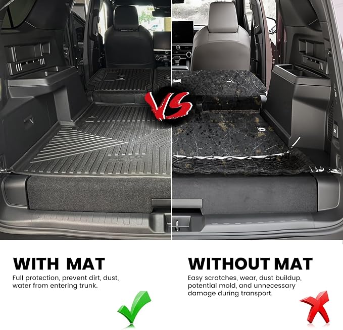 LASFIT Cargo Mat & Backrest Mats for Toyota 2025-2026 4Runner (Only Fit Hybrid, Not Fit Gas), All Weather TPE Custom Fit Easy Clean Trunk Mat for 4 Runner 2025 2026 6th gen Hybrid Trunk Mat, Black
