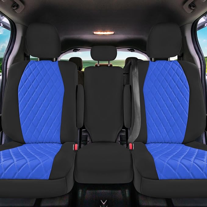 FH Group Custom Fit Car Seat Covers Specifically Made for Toyota Sienna 2011-2020, Car Seat Cover 2nd Row Set, 8 Seater Automotive Seat Covers in Blue Neoprene, Waterproof and Washable Seat Covers