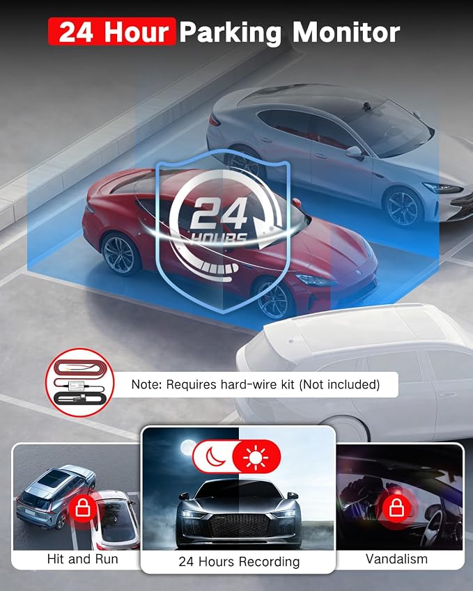 4K +2.5K Dash Cam Front and Rear, Free 64GB Card Included, 5.8GHz WiFi Dash Camera for Cars, Built-in Night Vision, G-Sensor,170°Wide Angle, App Control, 3" IPS, 24H Parking Mode, Max 256GB