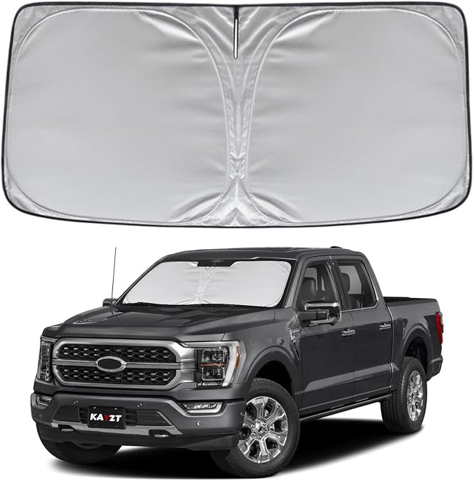 KAYZT Windshield Sun Shade for Ford F150 2021-2025 2026 Super Crew Cab, Super Cab, Regular Cab Foldable Sunshade Front Window Custom Fit Accessories