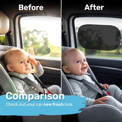 GENANY 2pcs Black Window Sun Shade for Sedan SUV Truck (21x14 Inches), Sun Shades for Side Window, Accessories for Kids, Baby Window Shades, Summer Car Decor