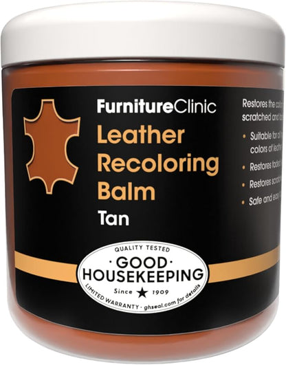 Furniture Clinic The Original Leather Recoloring Balm | Tan Leather Dye | Repair Scratched, Faded, & Worn Leather | Restore Your Leather Couches, Sofas, Car Seats, and Furniture | 250 ml / 8.5 fl oz