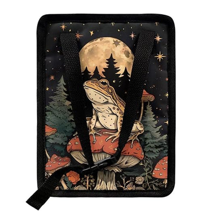 Talayituse Frog Mushroom Print Car Trash Can, Moon Star Design Portable Auto Garbage Bin Multifunctional Vehicle Interior Accessories with Adjustable Straps Universal Fit Truck SUV Sedan
