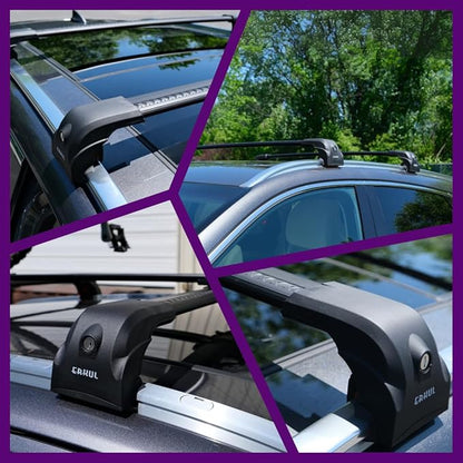 ERKUL Roof Rack Cross Bars for Mitsubishi Outlander 2014-2021 (Not fit for Outlander Sport) | Upgraded Aero Aluminum Crossbars with Smart Clamp System | Compatible with Flush Rails - Black