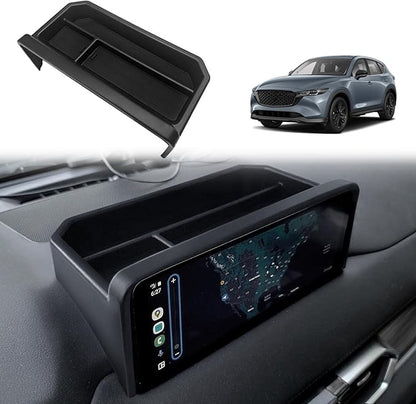 Muslogy Dash Storage Box Behind Screen Center Console Organizer Compatible with Mazda CX5 CX-5 Accessories 2022-2025 Sunglasses Holder Dashboard Insert Tray ABS Interior Secondary Accessories