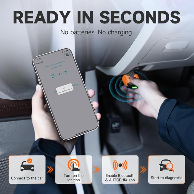 AUTOPHIX Bluetooth OBD2 Scanner for Cars - Read & Clear Engine Codes, Transmission ABS SRS Live Data, HUD Dashboards OBD2 Code Reader Diagnostic Tool to Scan OBD for iPhone & Android