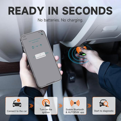 AUTOPHIX Bluetooth OBD2 Scanner for Cars - Read & Clear Engine Codes, Transmission ABS SRS Live Data, HUD Dashboards OBD2 Code Reader Diagnostic Tool to Scan OBD for iPhone & Android