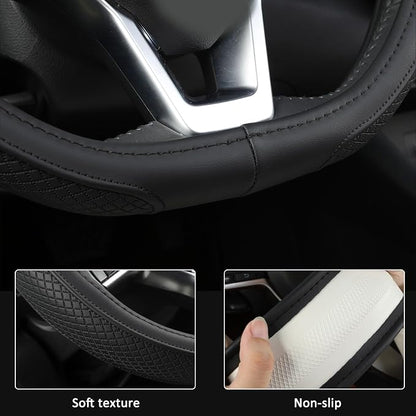 West Llama Customized Auto Car Steering Wheel Cover for Nissan,D Shaped Steering Wheel Cover for Rogue,Altima,Kicks (D-Shaped-Black)