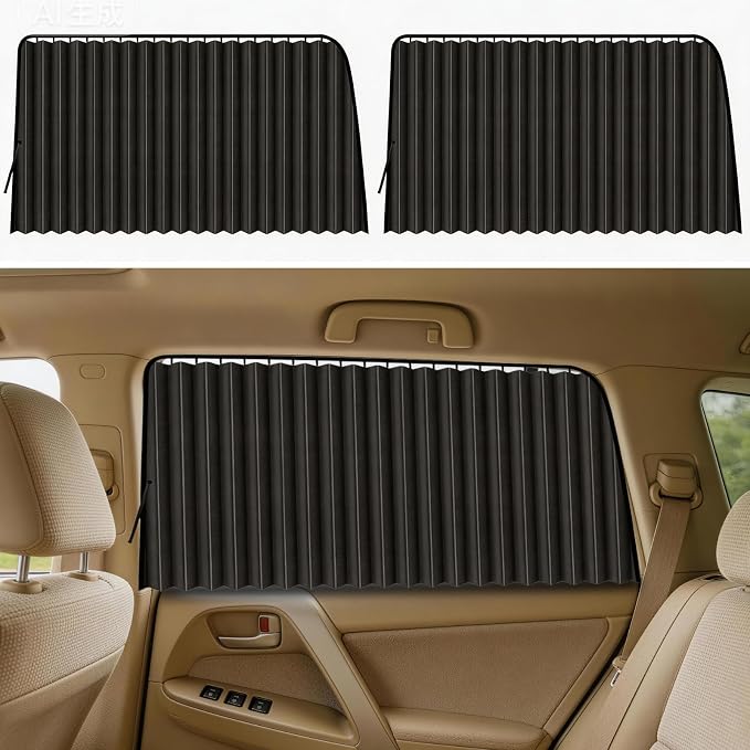 ZATOOTO Car Side Window Sun Shades - Privacy Magnetic Black 2 Pcs Covers Blinds Curtains - Auto Accessories Sunshades Keeps Cooler Screen for Baby Sleeping