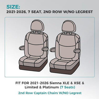 Customized for Toyota Sienna Seat Covers 2021-2026 Sienna 7 Seats 3 Row, Leather Car Seat Covers Waterproof Seat Covers Full Set for Cars, Car Seat Protectors, Airbag Compatible(Black)