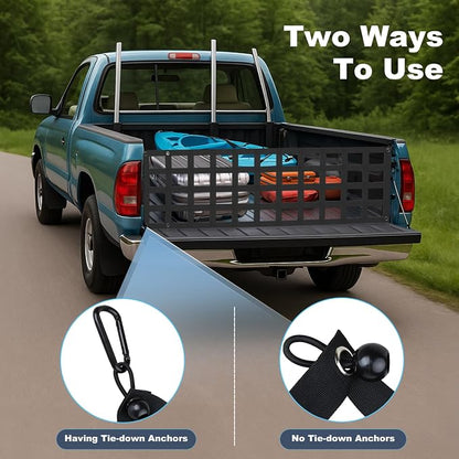 Heavy Duty Tailgate Net for Truck Bed, 60X18',Tailgate Net for Pickup Truck Bed with 4 Adjustable Buckle Straps,Easy-to-use Tailgate Cargo Netting,Fit for Full Size Pickup(Black)