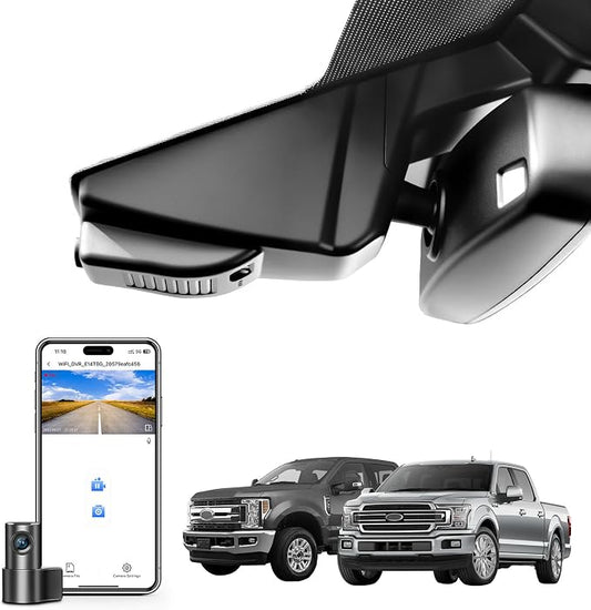 Mangoal Front 4K & Rear 1080p Dash Cam Custom for Ford F150 2015-2020 F250/F350/F450 Super Duty 2017-2019 XLT Lariat King Ranch Raptor Limited Platinum Accessories (Model C), WiFi, App, 128GB Card