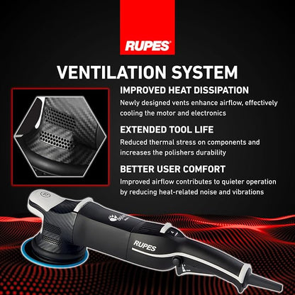 RUPES Bigfoot LHR15V/STD Mark V Random Orbital Polisher for Car Detailing & Removing Scratches | Pad Slipping Prevention | Improved Balance and Control | Anti-Spinning Ring