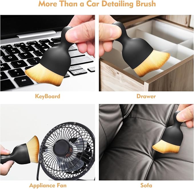 Car Interior Cleaning Brush Car Duster Interior with Ultra Soft Bristles Auto Detailing Brushes Dusting Car Accessories for Dashboard, AC Vents, Leather, Scratch-Free (2Pack)