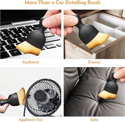 Car Interior Cleaning Brush Car Duster Interior with Ultra Soft Bristles Auto Detailing Brushes Dusting Car Accessories for Dashboard, AC Vents, Leather, Scratch-Free (2Pack)