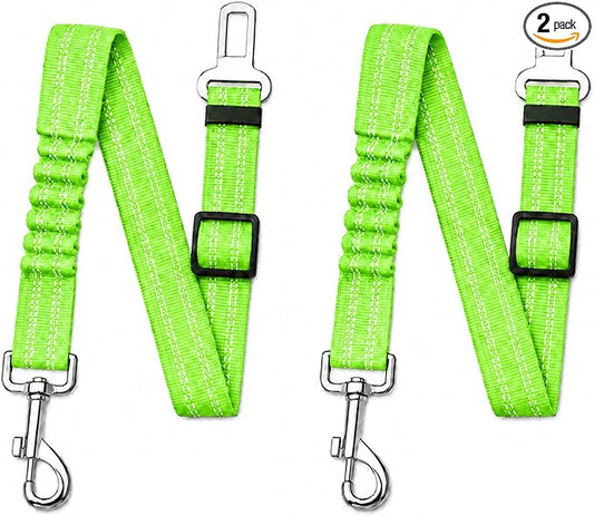Dog Seat Belt 2Pcs, Retractable Pet Car Harness, Adjustable Dog SeatBelts for Vehicle, Nylon Pet Safety with Elastic Bungee