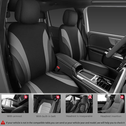 CAR PASS EVA Waterproof Car Seat Covers Front Seats,Gray Two Front Seat Covers,Airbag Compatible,Automotive Seat Covers Universal Fit Sedans,Cars,Vans,SUVs,Trucks (Black and Gray)