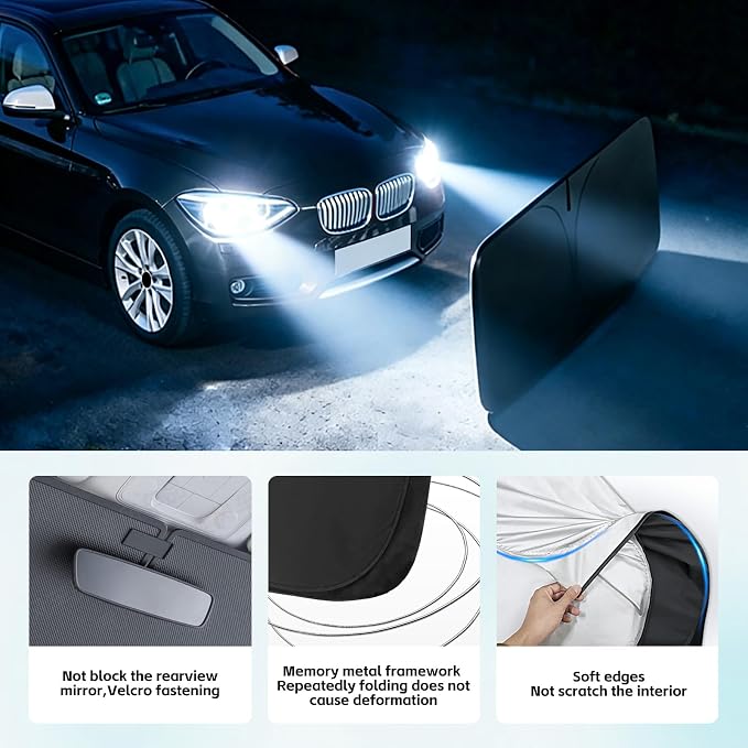 Windshield Sun Shade for BMW 1 Series 2008-2013 Sunshade 300T Windshield Cover Shield Protector Blocks UV Rays Custom Fit 1 Series Front Window Shade Windshield Accessories Keep Cool Foldable