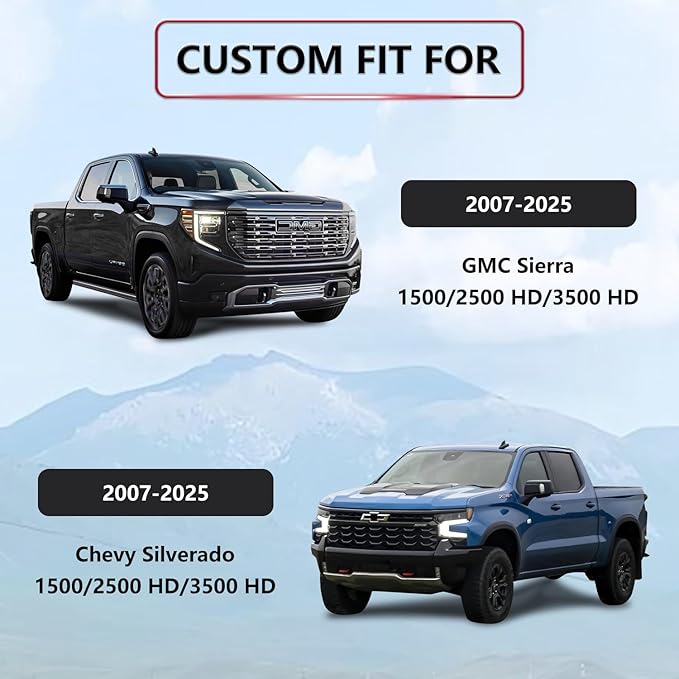 BABYBLU Chevy Silverado Seat Covers,Truck Seat Covers for Silverado GMC Sierra,Custom Fit 2007-2026 1500/2500HD/3500HD (Black & Red, Front Pair)