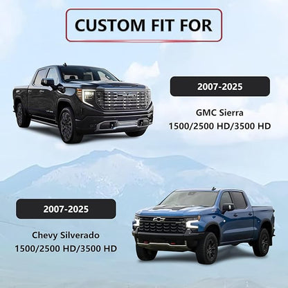 BABYBLU Chevy Silverado Seat Covers,Truck Seat Covers for Silverado GMC Sierra,Custom Fit 2007-2026 1500/2500HD/3500HD (Black & Red, Front Pair)