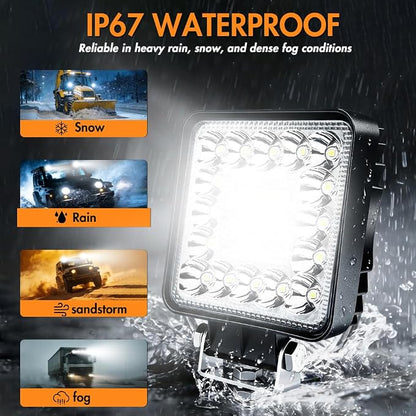 LED Off Road Lights, 4 Inch 123W LED Work Lights Pods, 12V 24V Offroad Driving Lights Accessories for Motorcycle Boat RV Truck Car ATV Snowplow SUV UTV (10Pack)