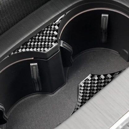 Real Premium Carbon Fiber Decor Compatible with Audi A3 S3 RS3 8V 2013 2014 2015 2016 2017 2018 2019 Car Center Console Water Cup Holder Sticker Auto Interior Accessories Decal Black