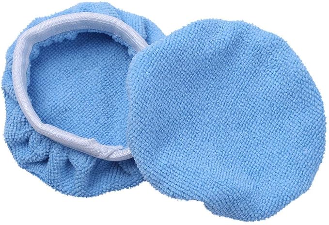 ZYTC Car Polishing Waxing Sleeve Polisher Pad Bonnet Microfiber Pad Soft Pack of 5 (Light Blue, 9"-10")